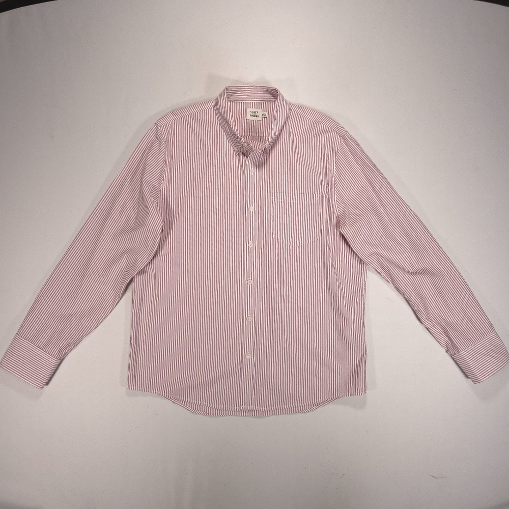 Flint And Tinder Soft Washed Oxford In Red Stripe Mens Large EUC Made In USA!